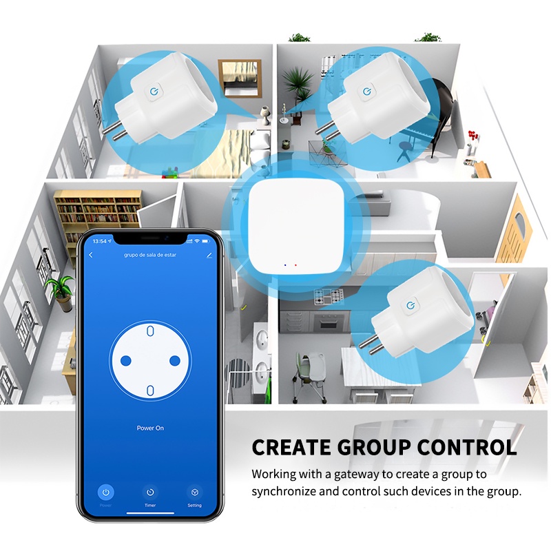Tuya ZigBee 16A thông minh Ổ cắm EU cắm không dây điều khiển từ xa điện màn hình Google Alexa