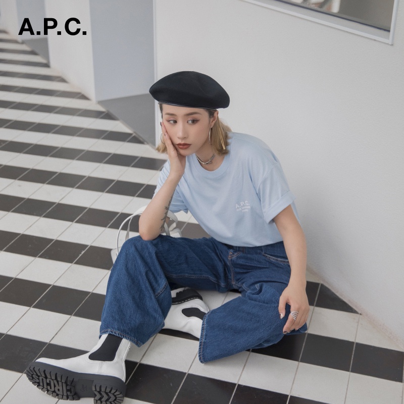 A.P.C. Áo Thun Cotton Tay Ngắn Màu Trơn In Hình RICKIE Thời Trang Cho Nam Và Nữ