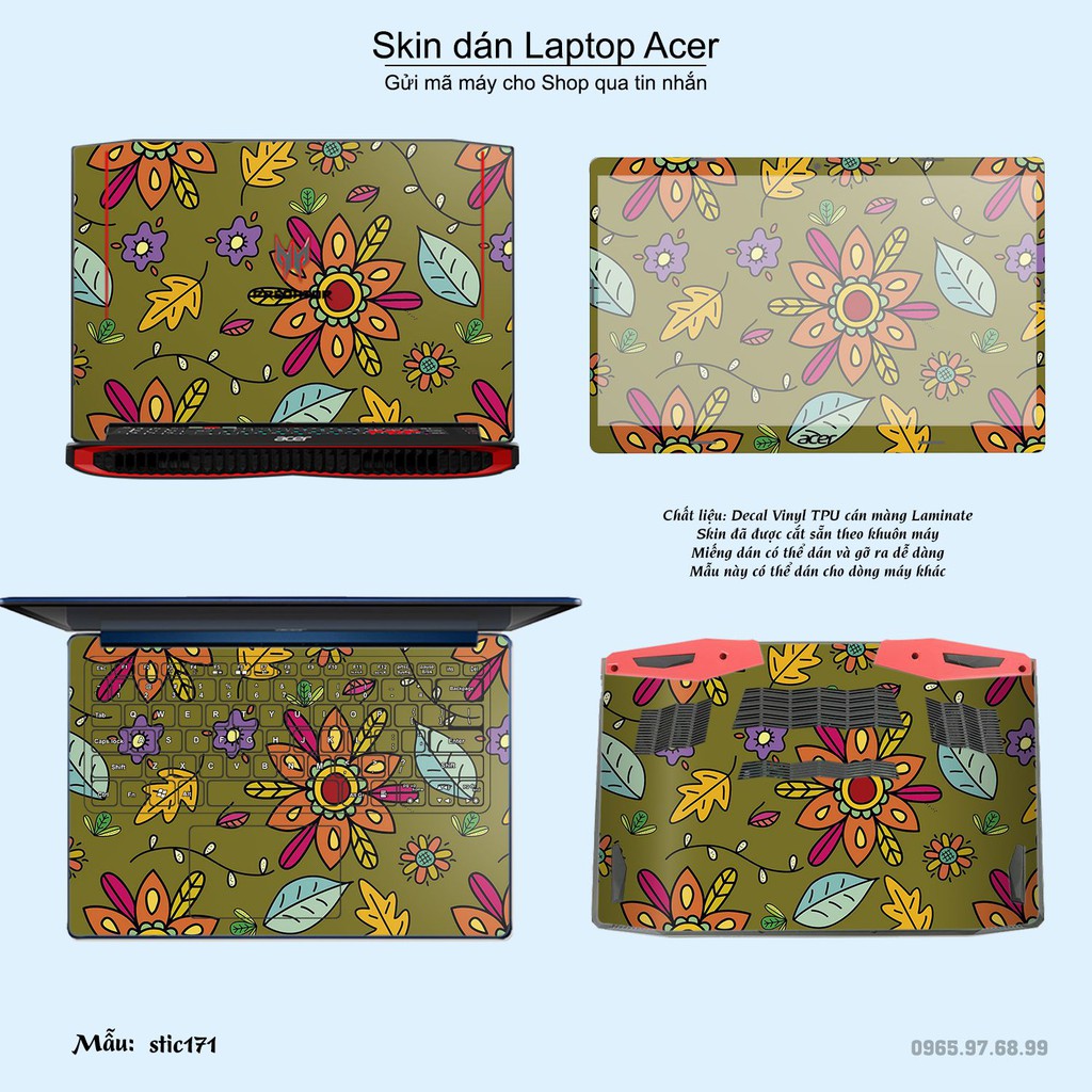 Skin dán Laptop Acer in hình Hoa văn sticker _nhiều mẫu 28 (inbox mã máy cho Shop)