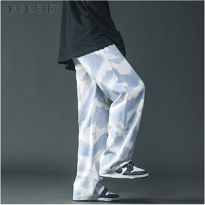 DaDuHey Men's 2022 New Autumn Loose Camouflage Cargo Pants Ins Trendy Fashion Tie-Dyed Casual Pants