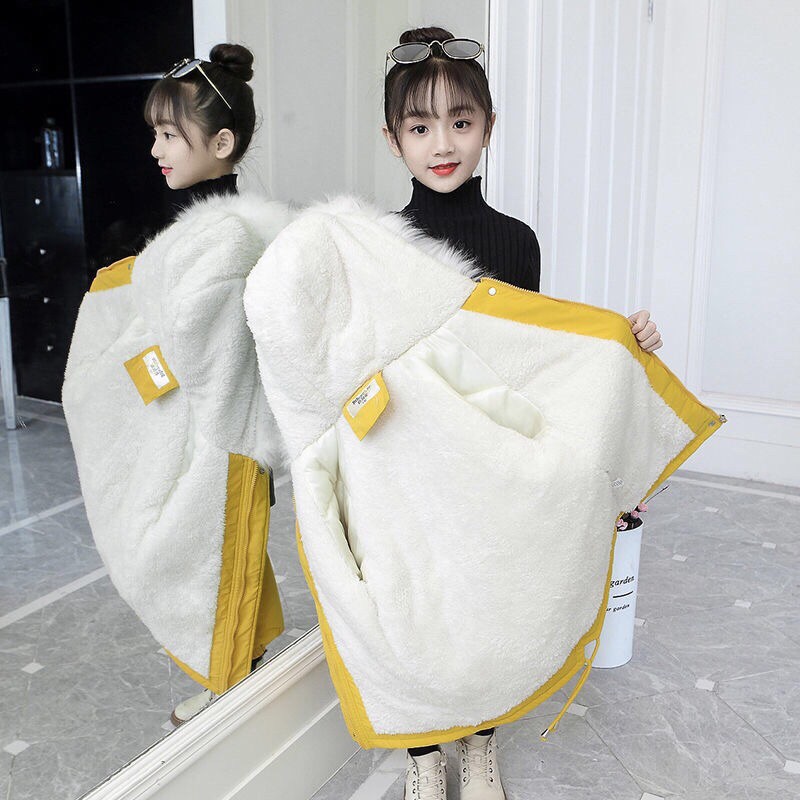 Áo Khoác Lót Lông Bé Gái 17-53kg Phù Hợp Cho Cả Mẹ Và Bé, Trần Bông VÀ Lót Lông Phong Cách Phương Tây