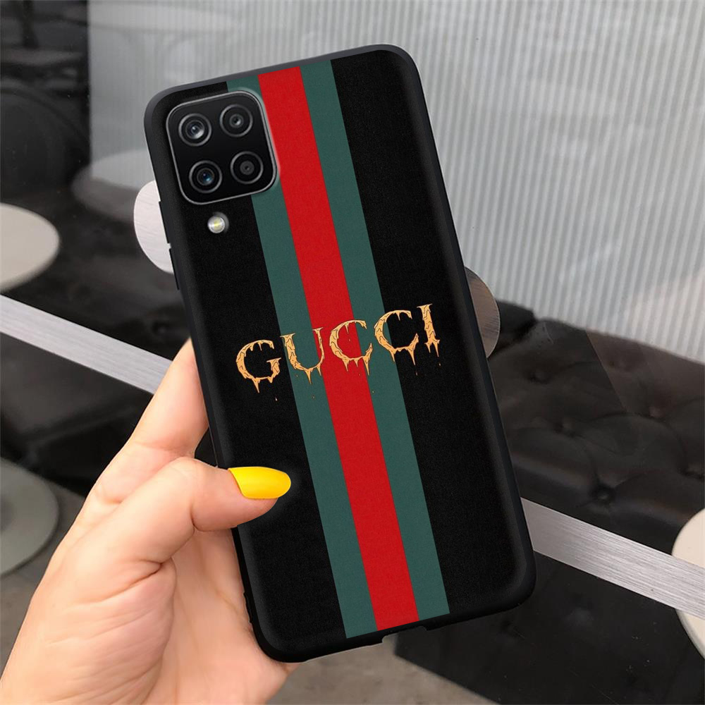 Ốp Điện Thoại Tpu Dẻo Màu Đen In Logo Gucci Thời Trang Chống Rơi Cho Samsung A01 Eu A02S A6 2018 A7 2018 A8 2018