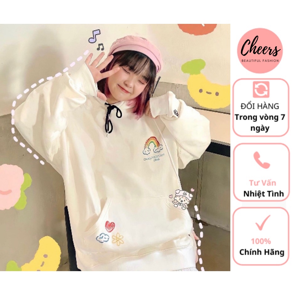 Áo Sweater Tay Bo Cầu Vồng 2022 Chất Liệu Nỉ Chân Cua Dày Mịn Cheery Store SP000790