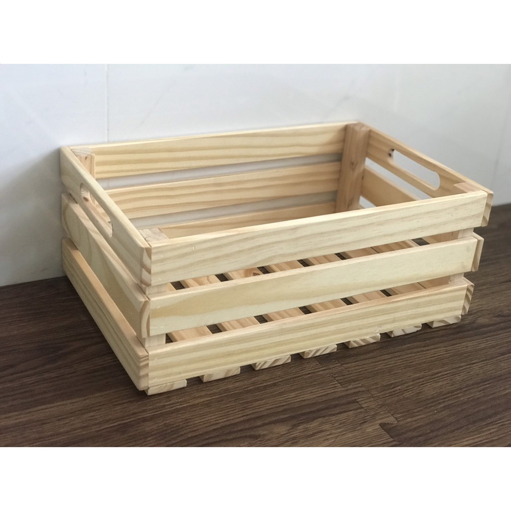 [ Nguyên Kiện ] Hộp Gỗ Pallet/ Thùng Gỗ Thông Tự Nhiên Gia Công Bóng Mịn Decor Indoor và Outdoor