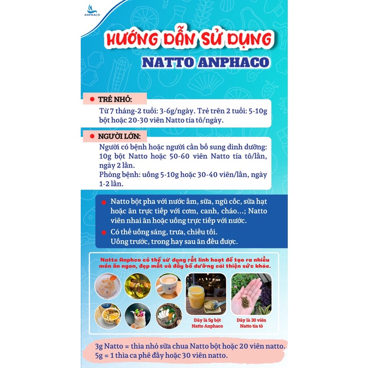 NattoAnphaco - Viên đậu tương lên men Tía tô 220g làm đẹp da, tốt cho tim mạch, hệ tiêu hóa, ngủ ngon giấc, sâu giấc