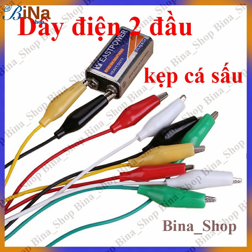 Dây điện kẹp cá sấu 2 đầu dài 45cm nhiều màu