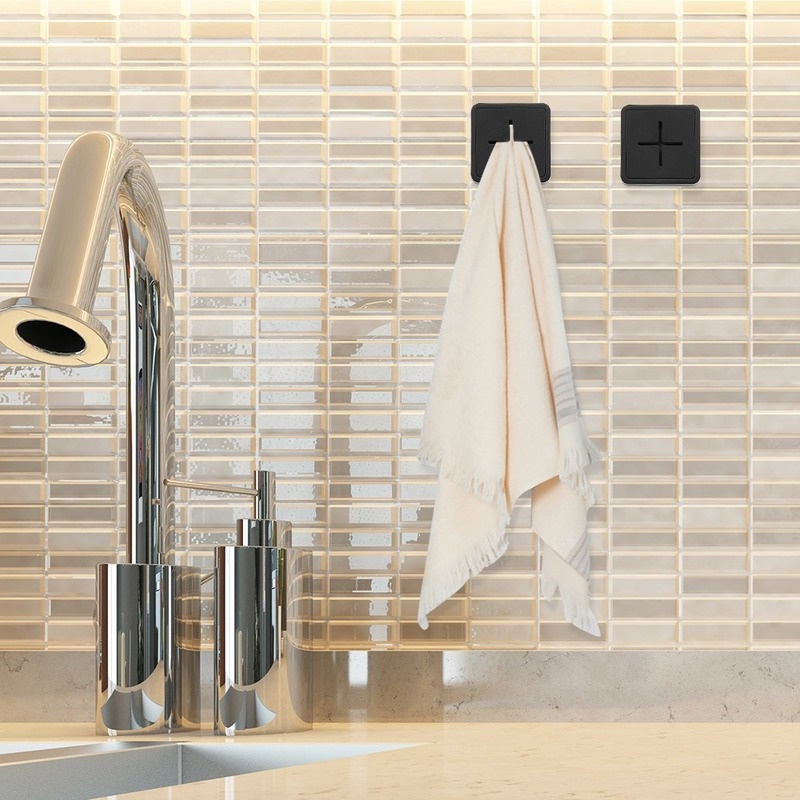 Móc Treo Khăn Tắm Bằng Nhựa Gắn Tường Tự Dính Không Cần Khoan Đa Năng