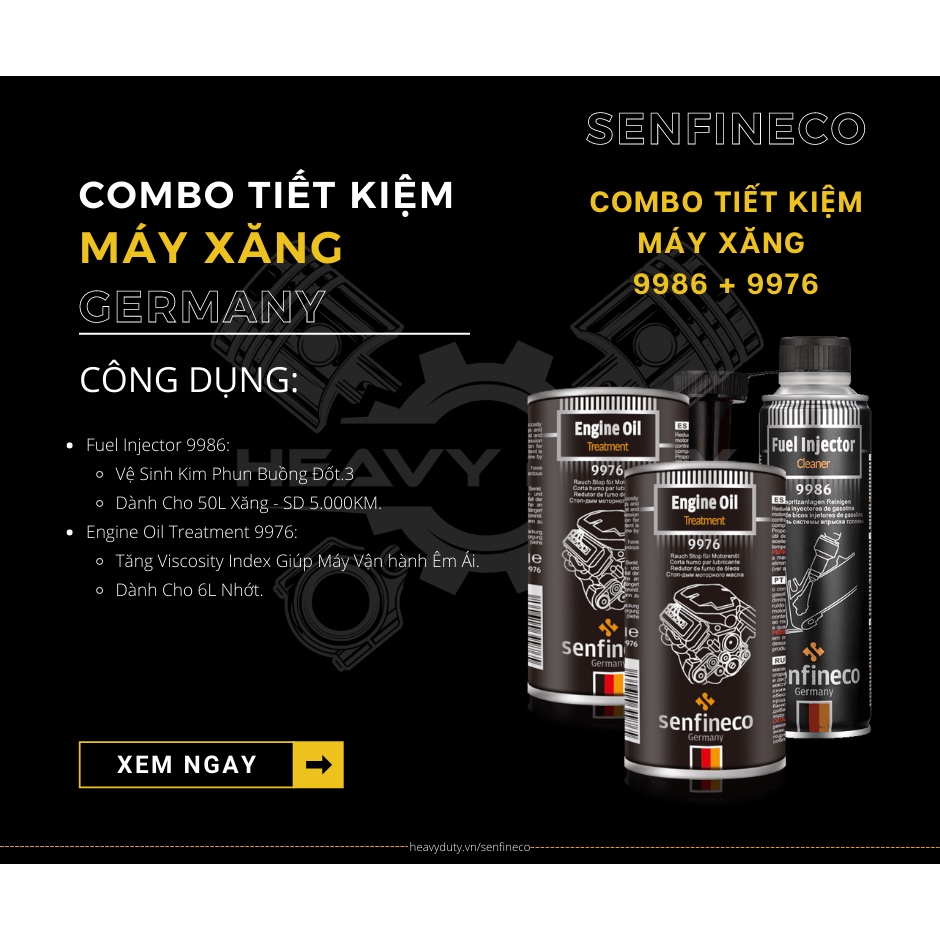 [Máy Xăng]Combo Tiết Kiệm Phụ Gia Nhớt - Vệ Sinh Kim Phun Máy Xăng Senfineco 9986 9976