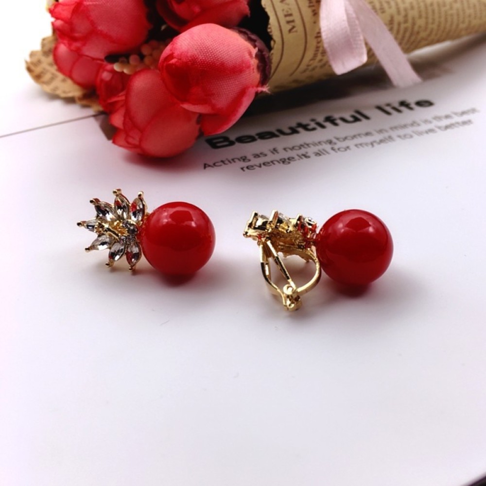 Khuyên Kẹp Vành Tai Đính Ngọc Trai Nhân Tạo Thời Trang