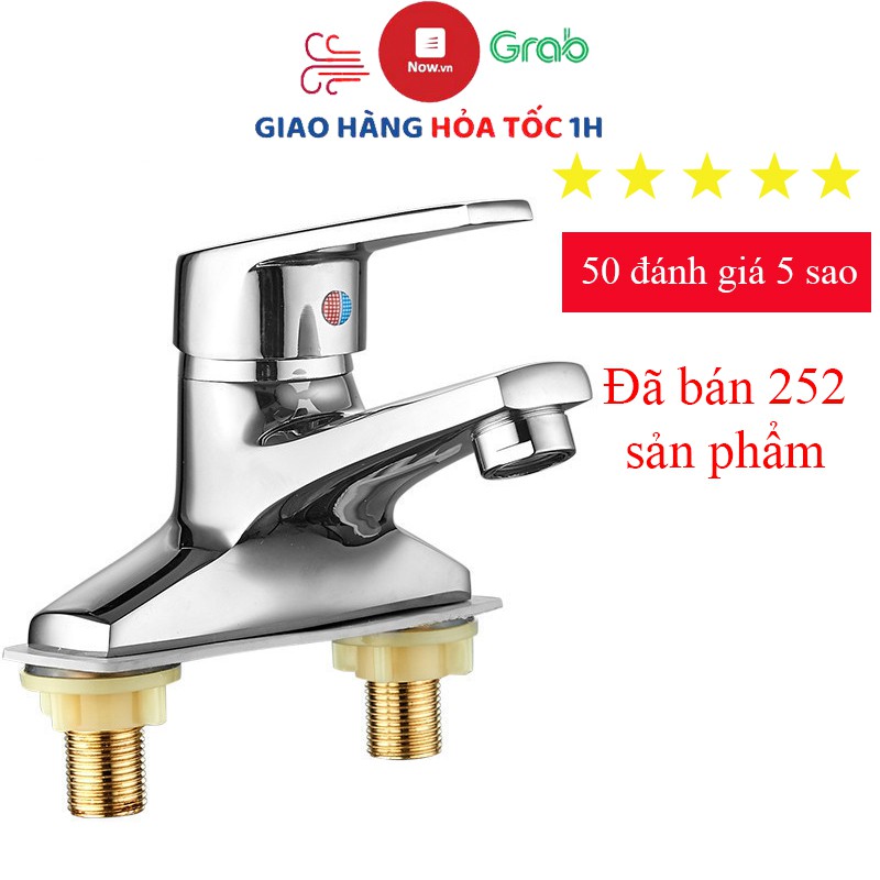 Vòi lavabo nóng lạnh cắm chậu INOX 304 chân đế bằng đồng (bảo hành 15 năm)