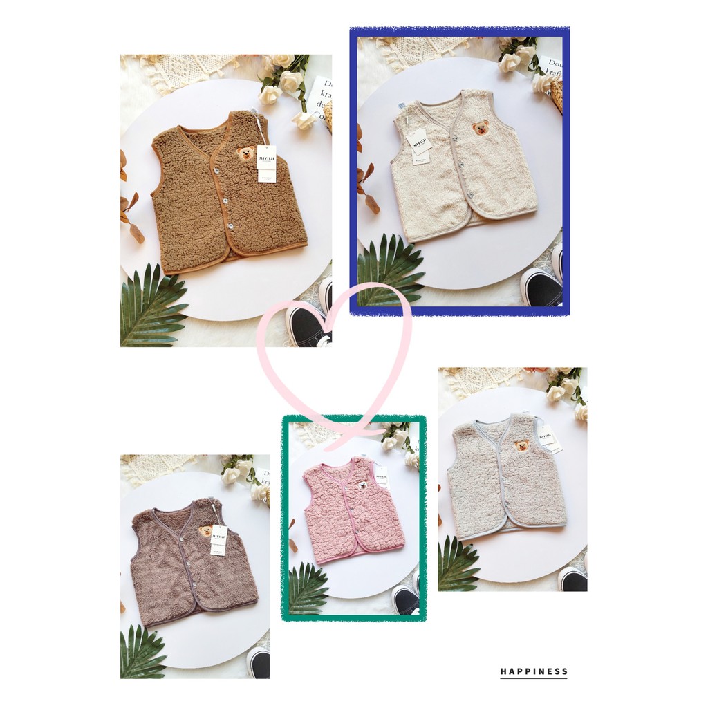 Áo Gilê lông cừu siêu mềm, siêu mịn cho bé 3-15kg - AGLLC0380 -