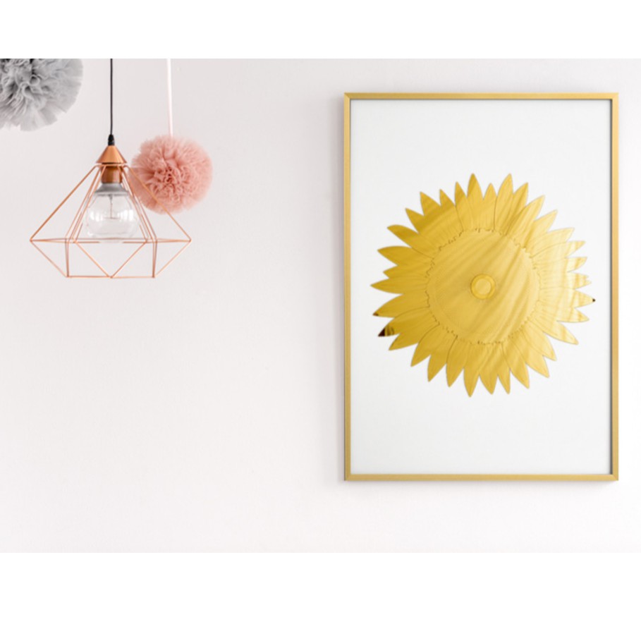 Khung tranh treo tường trang trí nội thất Bắc Âu  hoa hướng dương SUNFLOWER- Nhập khẩu Hàn Quốc, Size: 42cmx59,4cm