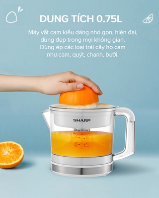 [HỎA TỐC] Máy vắt cam Sharp EJ-J407-BK - Công suất 40W - Hàng chính hãng