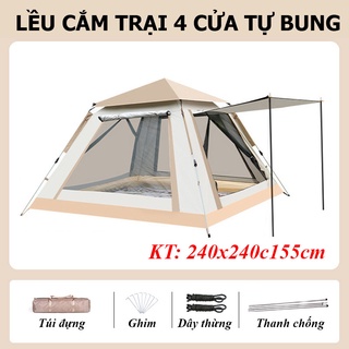 Lều cắm trại tự bung 2 lớp thông thoáng lớp thoáng mát chống nước cách nhiệt dành cho 4 - 6 người