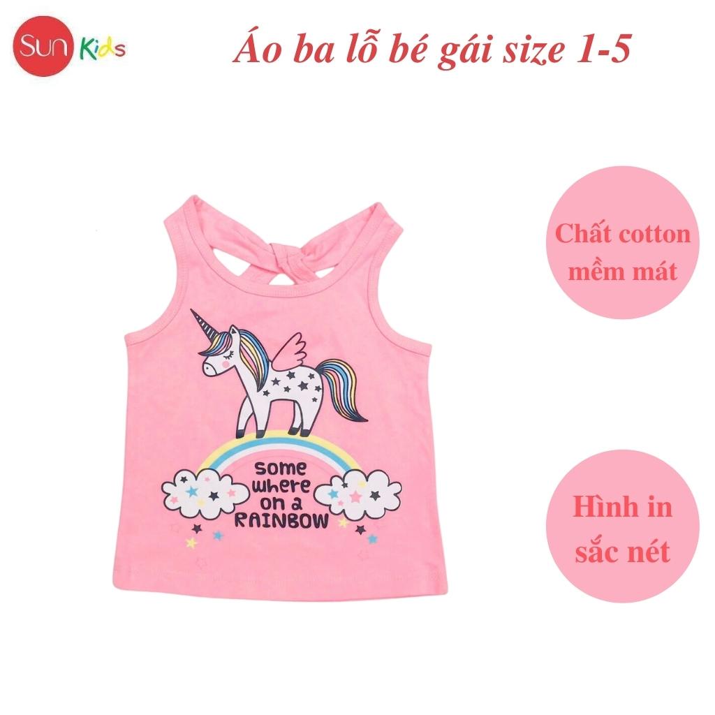 Áo thun bé gái, áo phông bé gái dáng ba lỗ, chất cotton, nhiều màu, size 1-5 - SUNKIDS