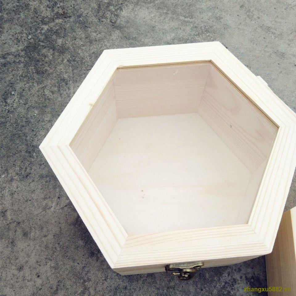 Gift box polygon creative transparent cover storage wooden box candy eternal flower handmade soap packaging holiday gift box diy
