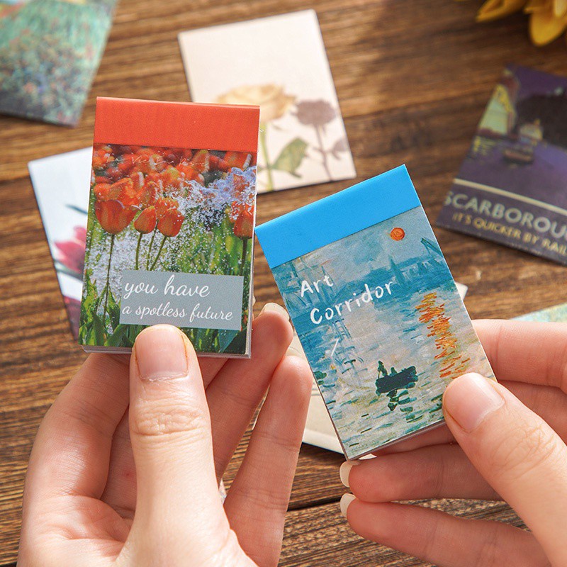 Set 50 Tờ Sticker Dán Trang Trí Sổ Tay Diy Hình Phong Cảnh Cổ Điển