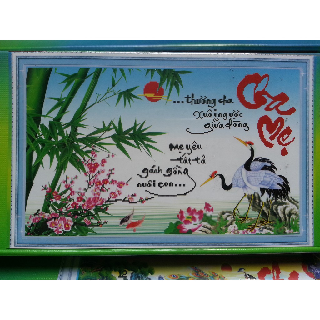 Tranh đính đá cha mẹ H810