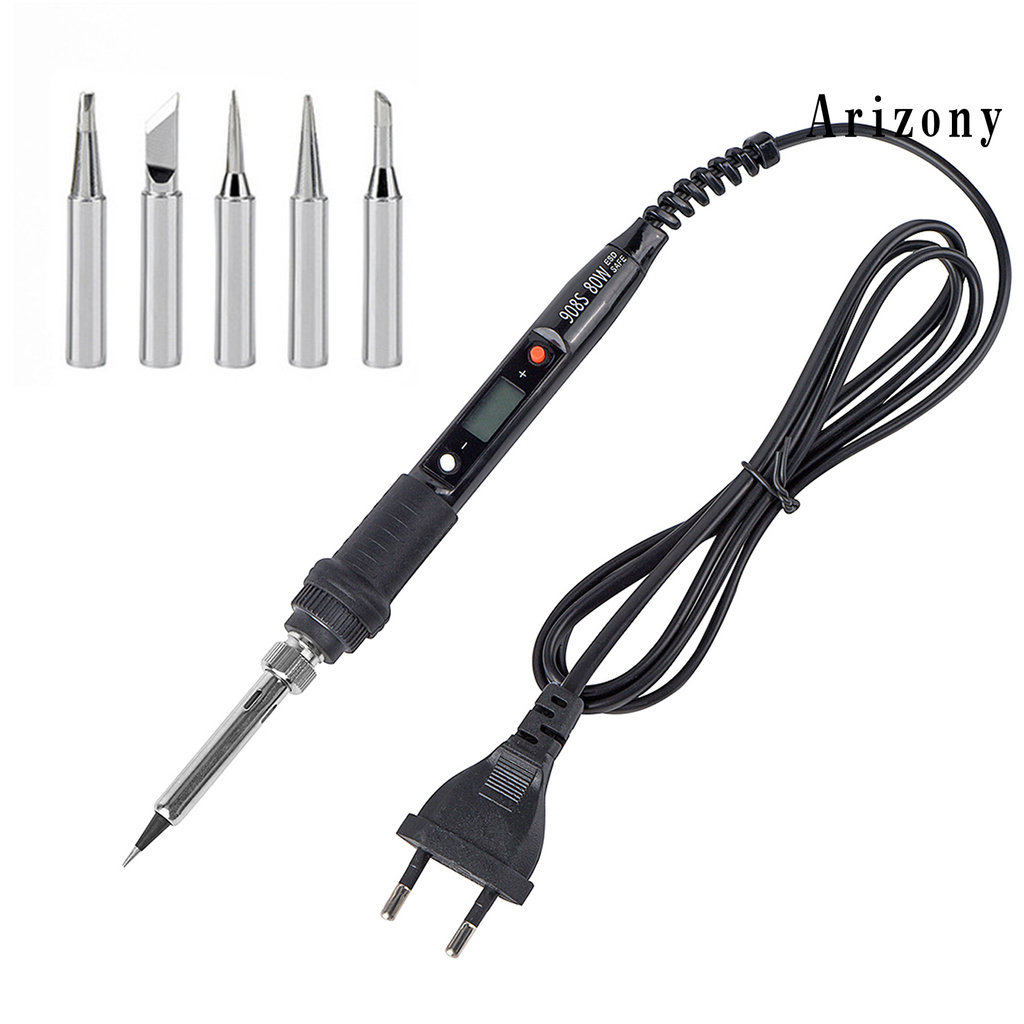 arizony 80W 908S Soldering Iron LCD Display Adjustable Temperature Black Anti-scalding Welding Tips Kit for Welding Circuit Board