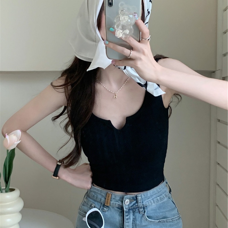 Áo croptop SUXI sát nách màu sắc đơn giản chất liệu cotton mỏng nhẹ có mút đệm ngực thời trang cho nữ