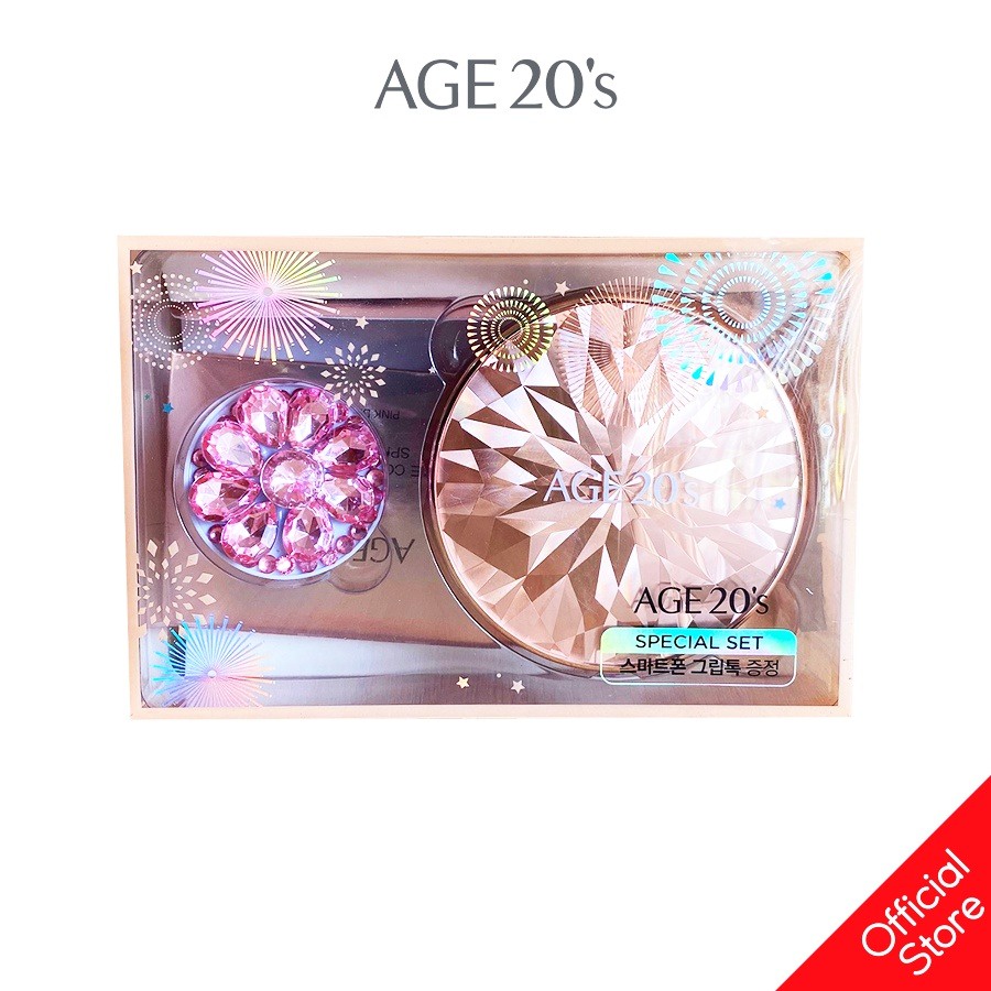 Phấn Nền Lạnh Kim Cương AGE20's Essence Cover Pact DIAMOND Pink SPF 50+/PA +++ 12.5g