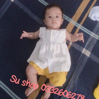 Bộ đũi cổ vuông bé gái