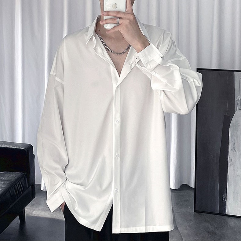 Áo sơ mi nam TMAX CLOSETS dài tay Unisex vải lụa cotton trượt trơn, form rộng , chất  mềm mịn, thoáng mát  mã TM-SM1011