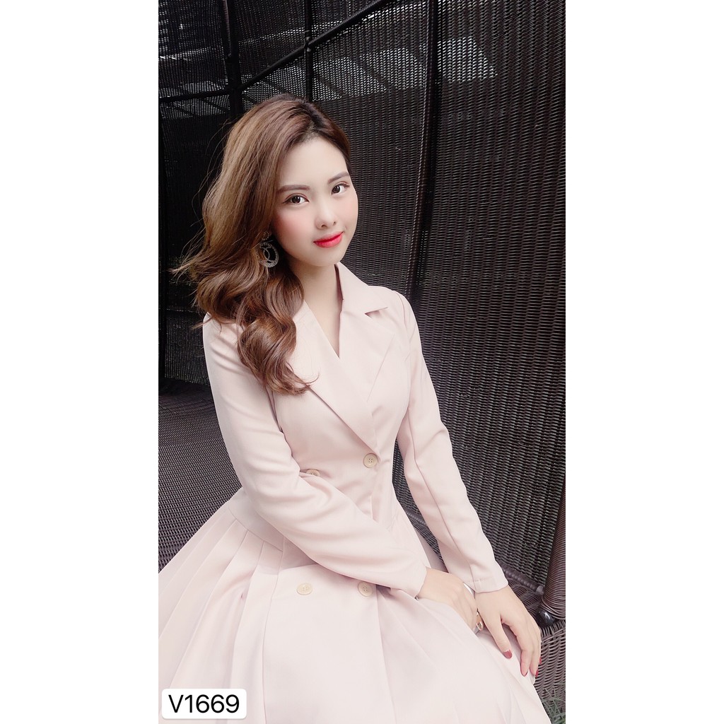 Váy be xòe cổ vest V1669 - ĐẸP SHOP DVC ( Ảnh mẫu và ảnh trải sàn do shop tự chụp ) | BigBuy360 - bigbuy360.vn