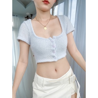 Áo Croptop lông dàn nút———— Chất lông mềm siêu mịn,form ôm body