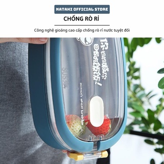 Hộp cơm giữ nhiệt, thực phẩm văn phòng lúa mạch NATAHI FS1 2 tầng Inox, chống gỉ, sang trọng