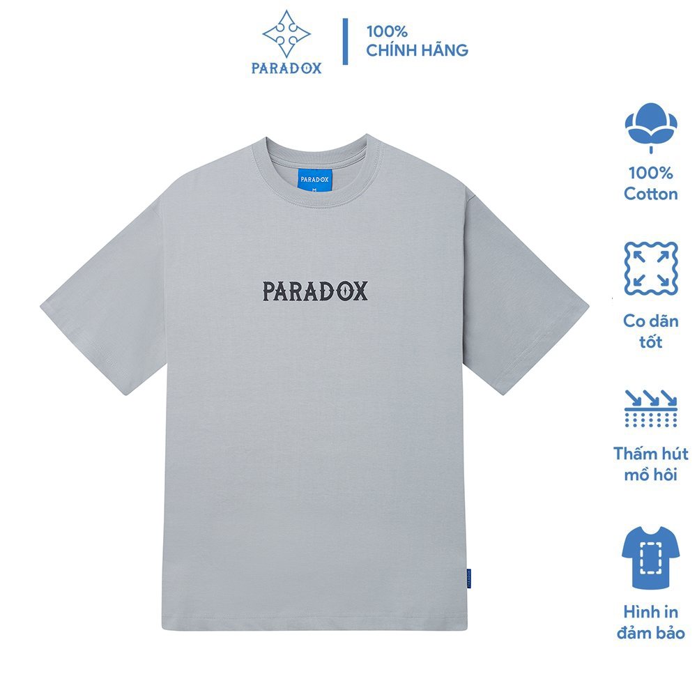 Áo thun form rộng Paradox tay lỡ - Unisex - In hình - SUPERIOR GRASSY - Màu xám