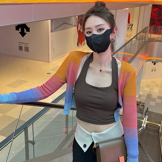 Áo Khoác cardigan Dệt Kim Mỏng Tay Dài Dáng Ngắn Chống Nắng Phong Cách Hàn Quốc Thời Trang Cho Nữ