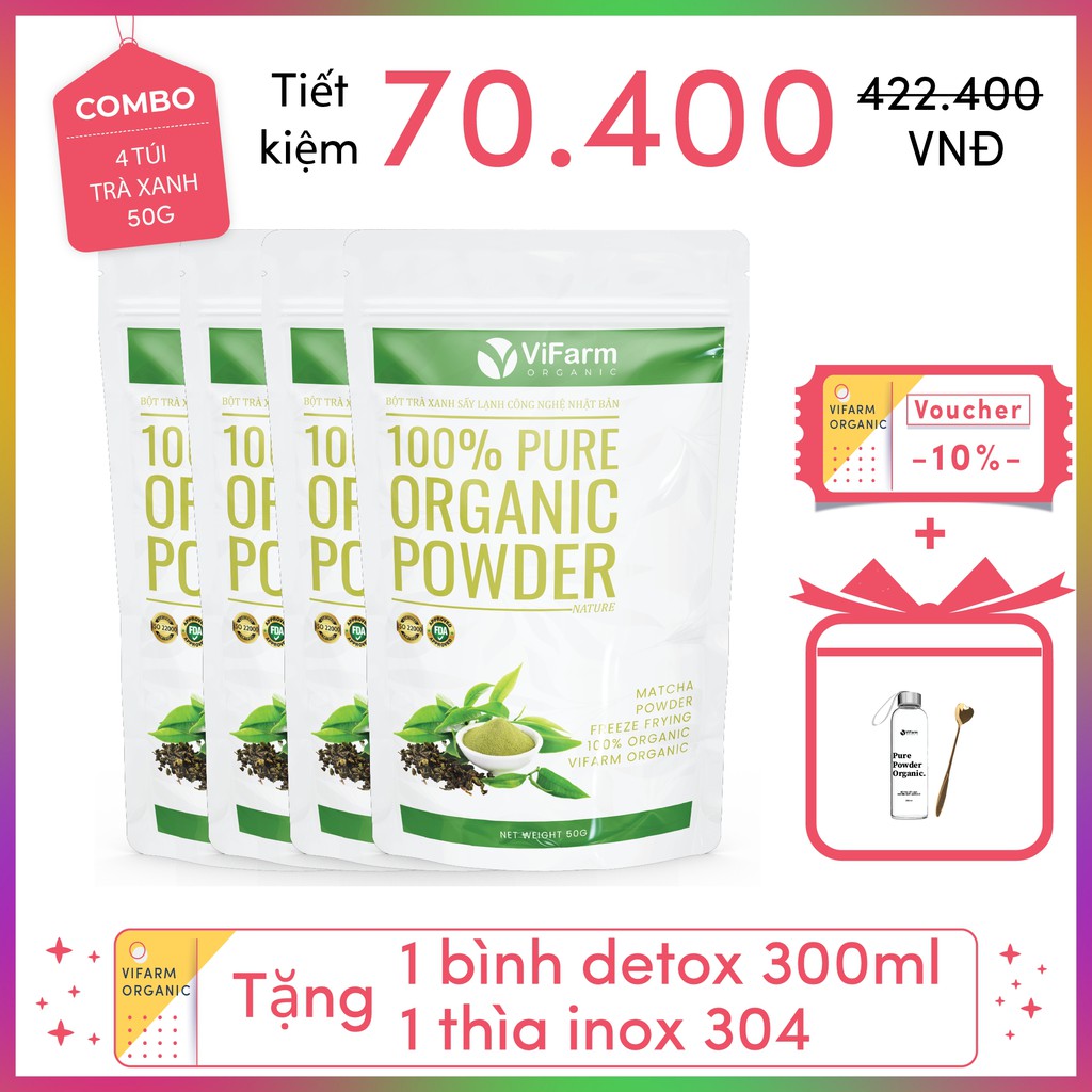 Bột Trà Xanh Matcha Nguyên Chất ViFarm 50Gram Sấy Lạnh Công Nghệ Nhật Bản, Bột Matcha Trà Xanh Làm Bánh, Đắp Mặt