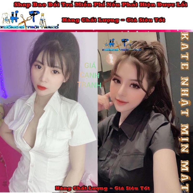 Áo Sơ Mi Nữ Tay Ngắn Kate Nhật Túi Hộp Trơn Siêu Thời Trang - Hàng Có Sẵn-A32