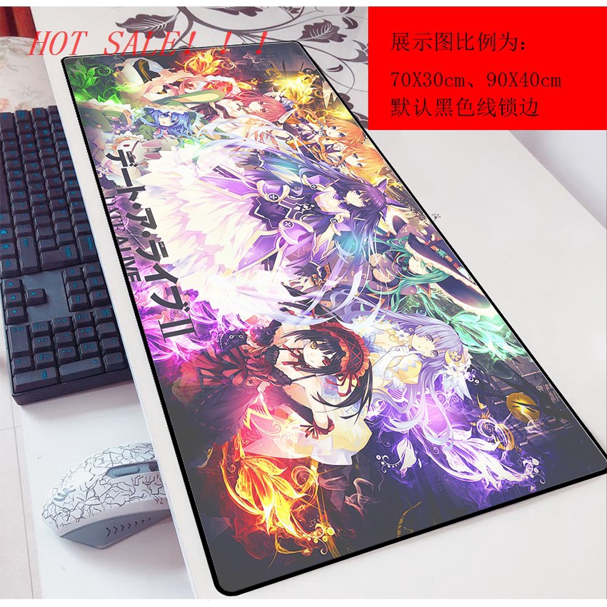 Date Big Fight Mad Three Mouse Pad 3mm Super 90x40 Thicken Tokisaki Table Mat Anime Keyboard Pad Custom