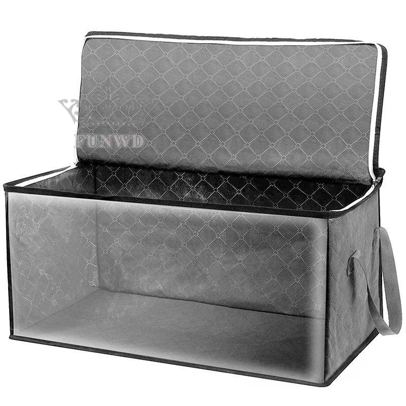 【FUNWD】Non-woven foldable storage bag wardrobe space saving clothes storage box portable portable zipper bag