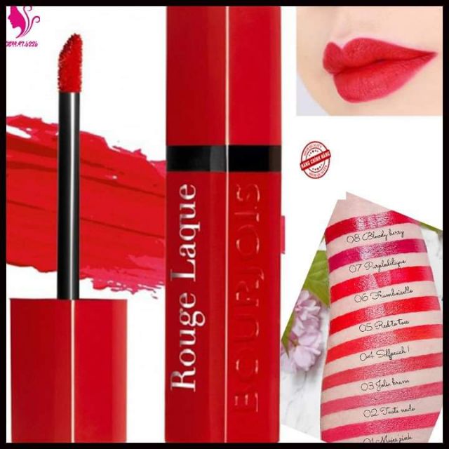 - Son kem chất lỳ Bourjois Rouge Laque. Chỉ về 1 màu đỏ cam- Giá sỉ: 124k