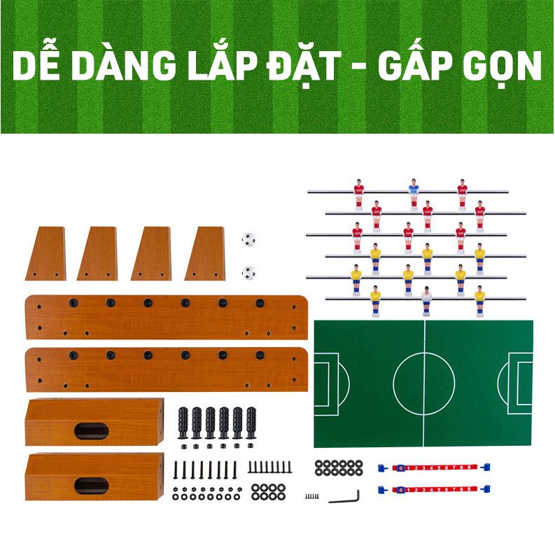 [LOẠI XỊN HÀNG 6 TAY CẦM] Bàn bi lắc bóng đá Table Top Football TTF-69 bằng gỗ 50x25cm