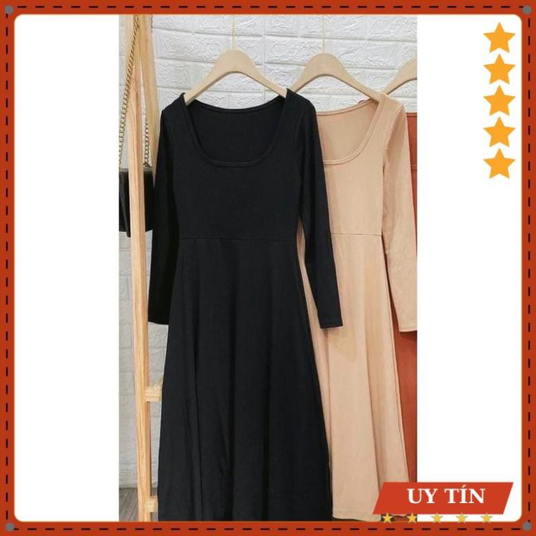 Đầm cổ vuông thun dài tay Eva_home_fashion | BigBuy360 - bigbuy360.vn