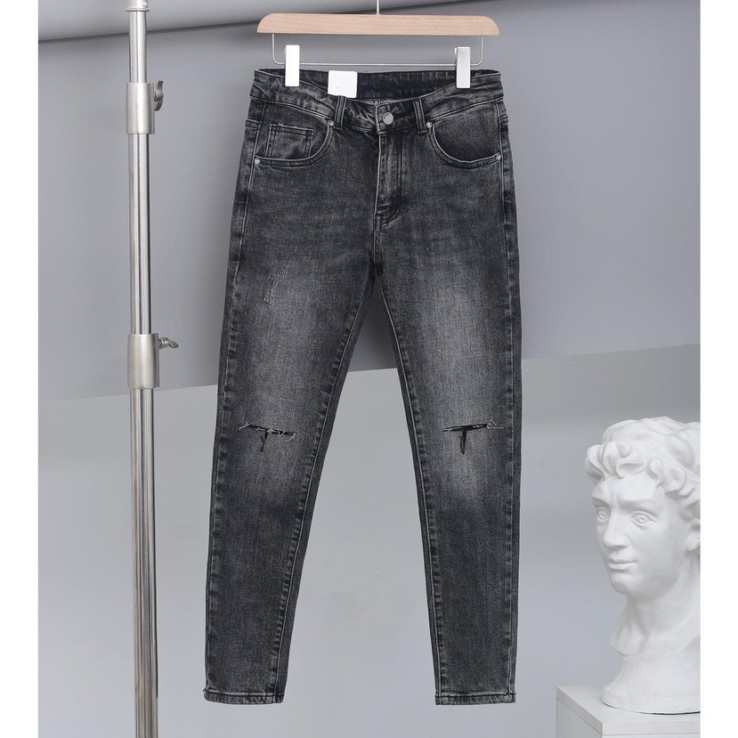 Quần Jean Nam Cao cấp Xám Đậm rách gối kiểu JDCC503 - Bờm Store