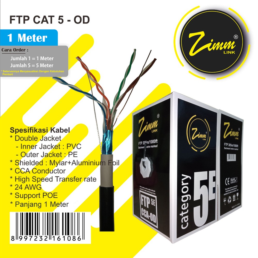 Dây Cáp Lan Stp Ftp Cat 5e Cca Zimlink Ecer