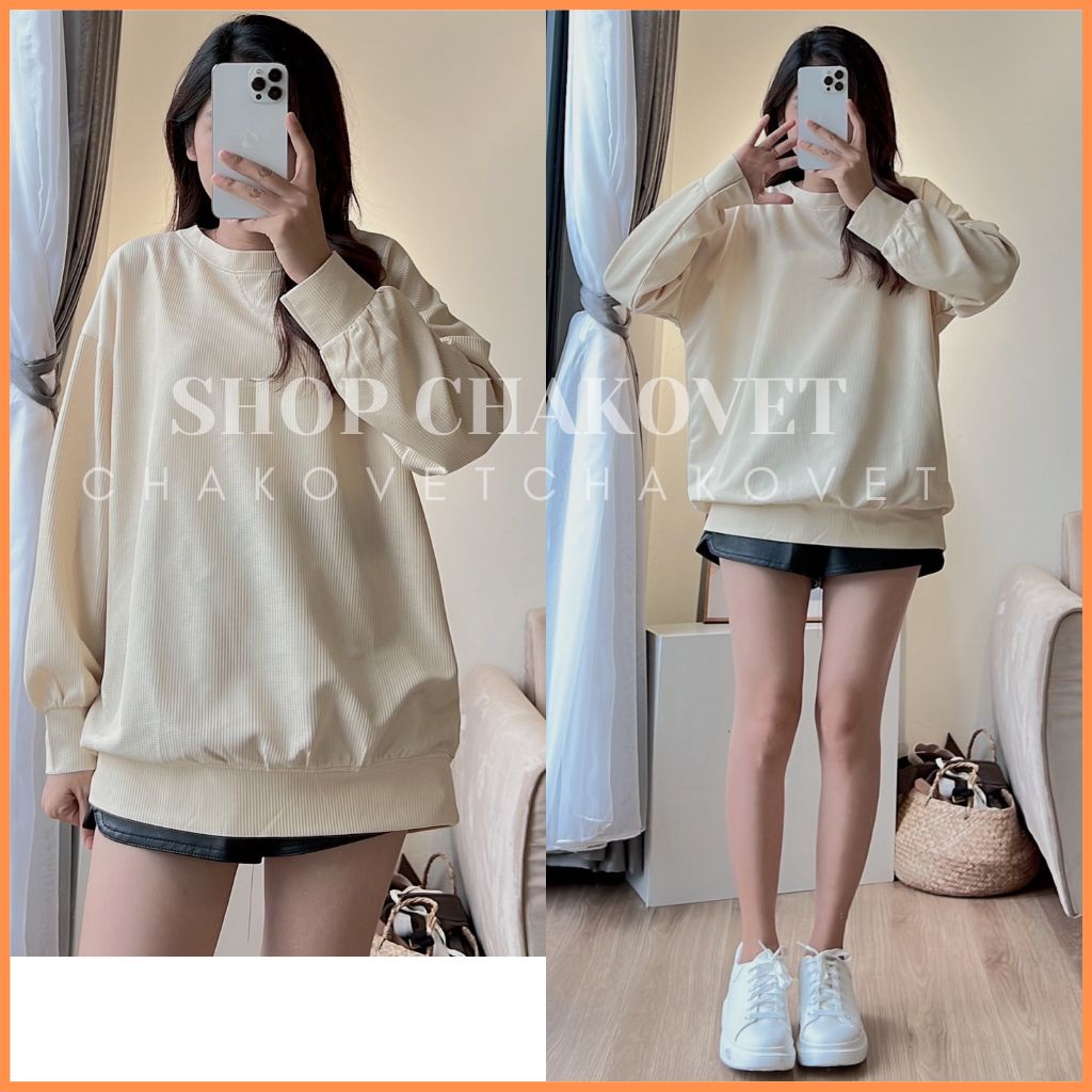 Áo Sweater trơn dài tay nữ Unisex ❤️ A8457 Áo nỉ da cá Form rộng Basic phong cách Ulzzang Hàn Quốc nhiều màu cực xinh ❤️