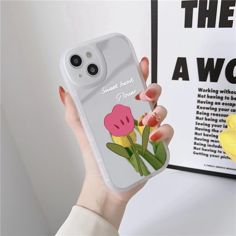 Ốp lưng iphone gương cạnh vuông hoa hồng 6/6plus/7/7plus/8/8plus/x/xs/11/12/13/pro/max/plus/promax-Sale HOT E4-1