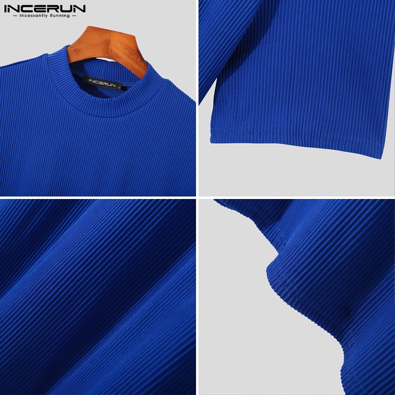 Áo thun trơn Incerun cổ tròn màu thời trang mùa hè dành cho nam giới