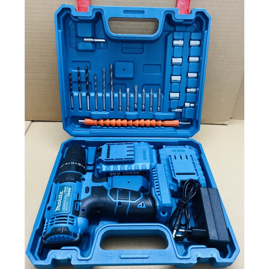 Máy khoan pin 99V Makita 3 chức năng có búa - Chuyên khoan tường, khoan sắt, khoan gỗ, bắt vít