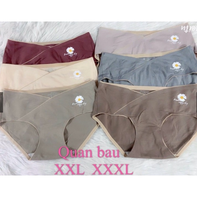 quần lót bầu- quần chip bầu cạp chéo ko đường may- ko hằn mông thoải mái , kháng khuẩn cho mẹ bầu