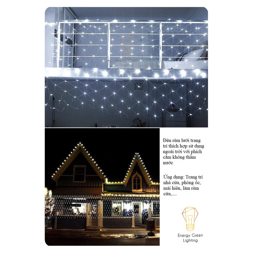 Đèn nháy Energy Green Lighting trang trí hình rèm lưới DL325 - 8 chế độ nháy 3m x 1.5m