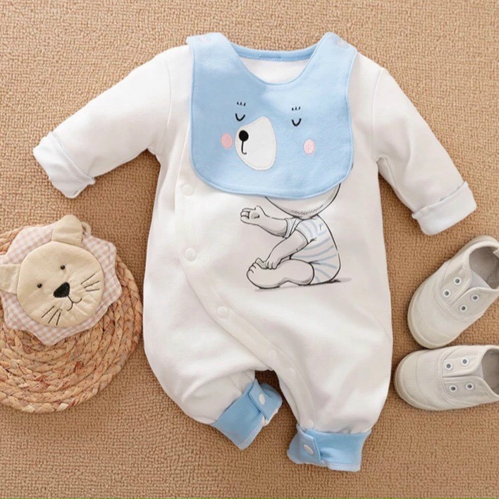 Body Cho Bé Trai Bé Gái Có Yếm, Chất Cotton Mềm Mịn, Co Giãn 4 Chiều Cho Bé 3-12kg