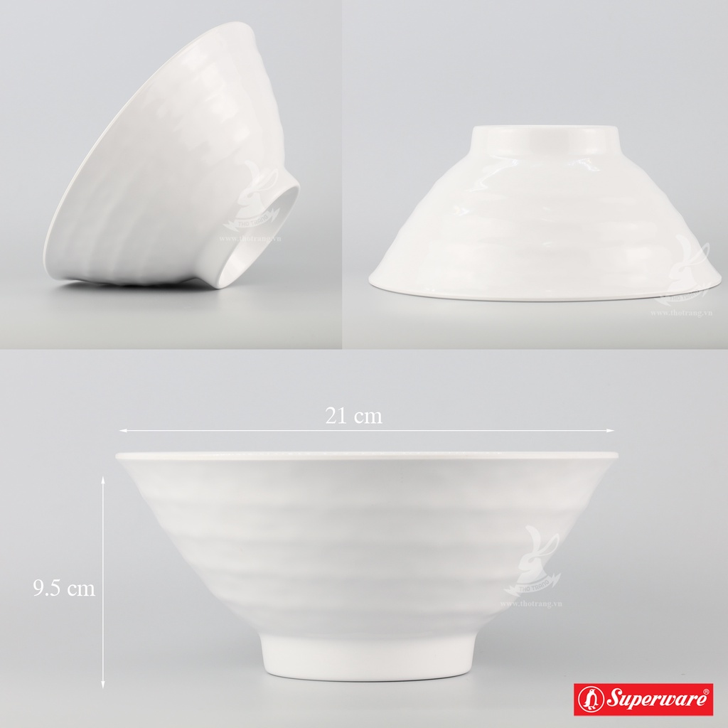 Tô Bún, Mì, Phở Màu Trắng Nhựa Melamine Superware Thái Lan