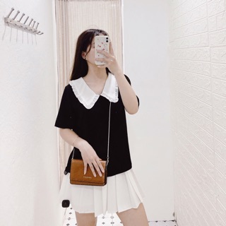 Áo cổ sen bèo đen